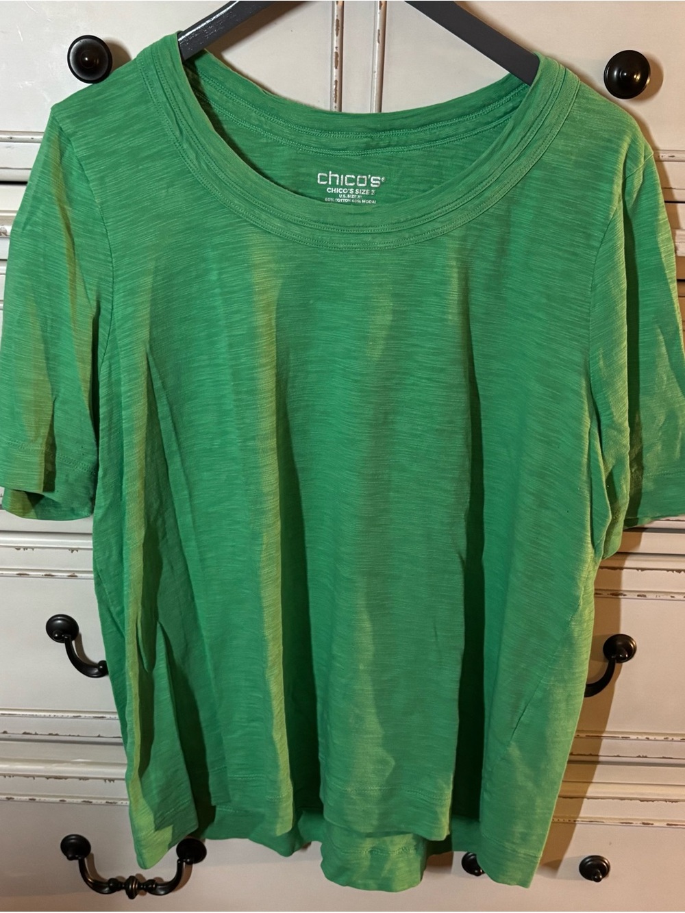 Chico's Bright Green Short-Sleeve Crewneck Tee